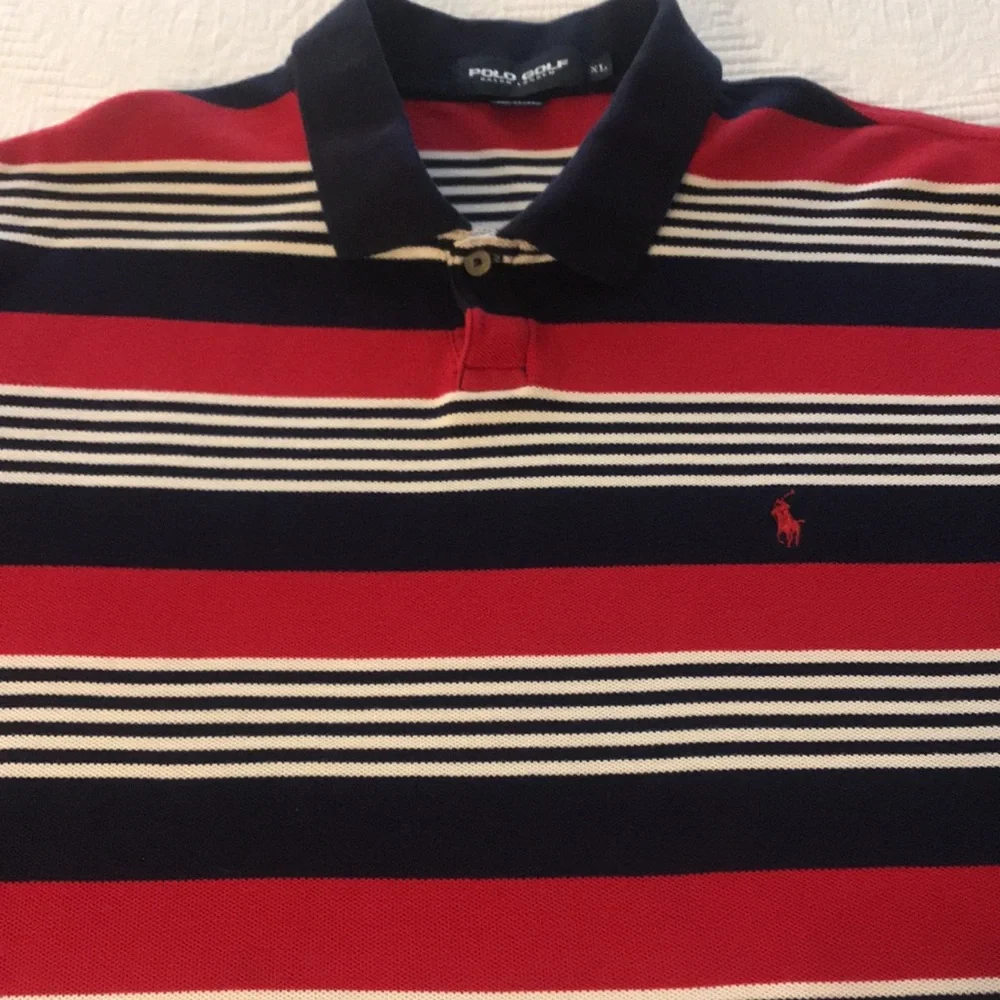 Polo Golf Ralph Lauren Striped Short Sleeve Polo Shirt Red White Blue XL